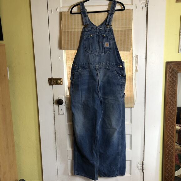 VTG Carhartt R07 DST Denim Overalls Bib Mens Size 40x30 Workwear Chore Gorpcore - Picture 13 of 13